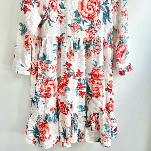 NWT Francesca's Carra Floral Babydoll Mini‎ Dress White Pink Red Blue Size Small - Picture 9 of 14